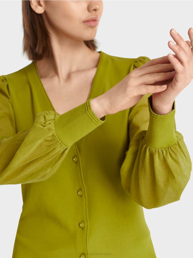cardigan feminin „regândește împreună”. Marc Cain verde oliv intens îmbrăcăminte 4826HH365