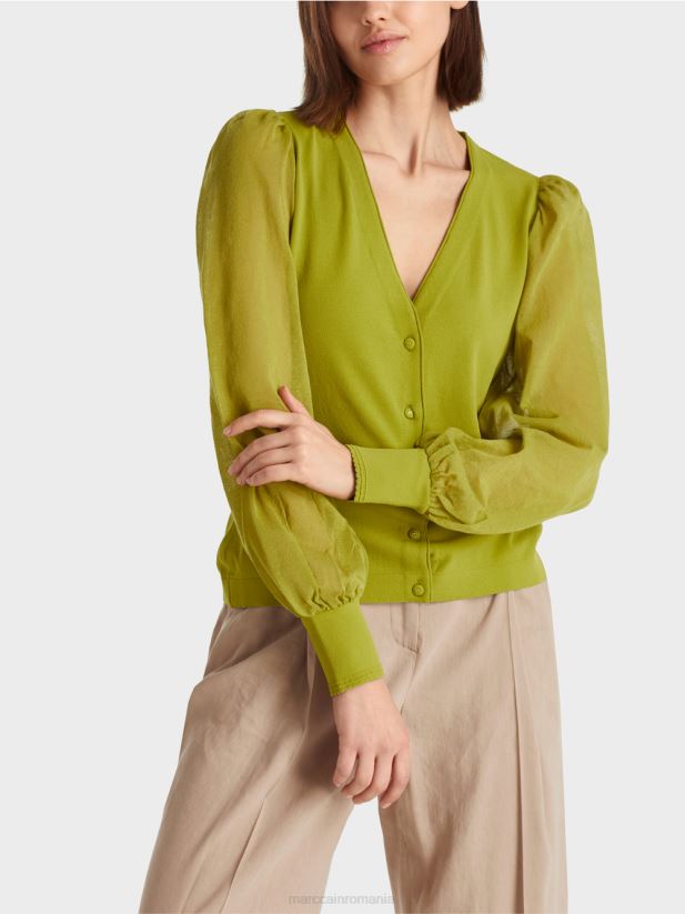 cardigan feminin „regândește împreună”. Marc Cain verde oliv intens îmbrăcăminte 4826HH365
