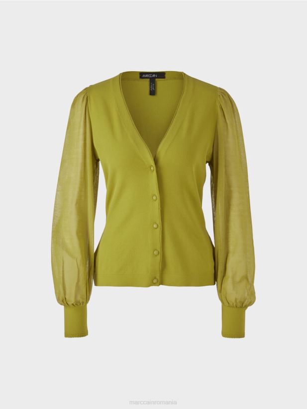 cardigan feminin „regândește împreună”. Marc Cain verde oliv intens îmbrăcăminte 4826HH365