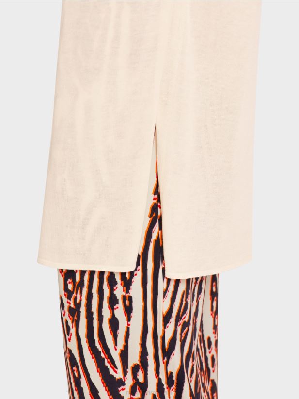 cardigan lung, din tricot fin Marc Cain cremă îmbrăcăminte 4826HH357