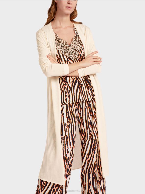 cardigan lung, din tricot fin Marc Cain cremă îmbrăcăminte 4826HH357