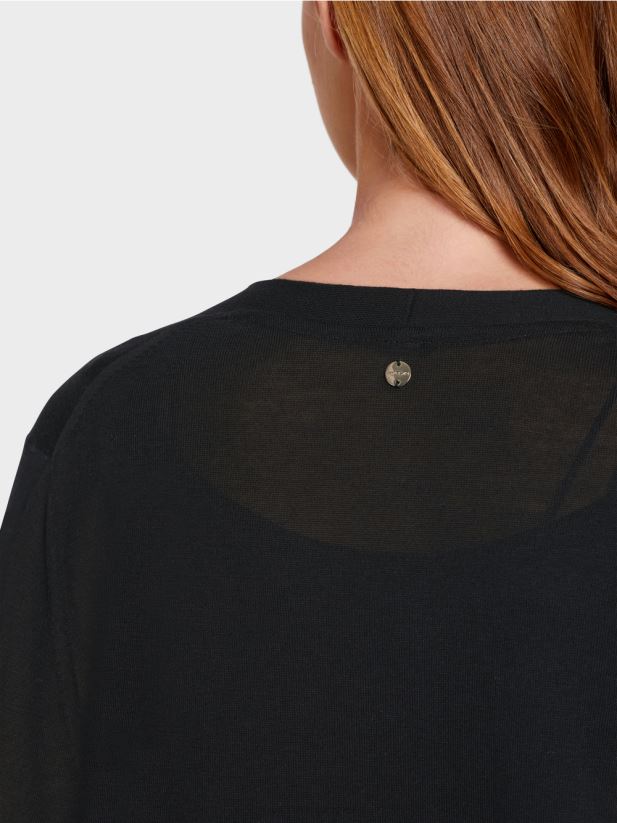 cardigan lung, din tricot fin Marc Cain negru îmbrăcăminte 4826HH360