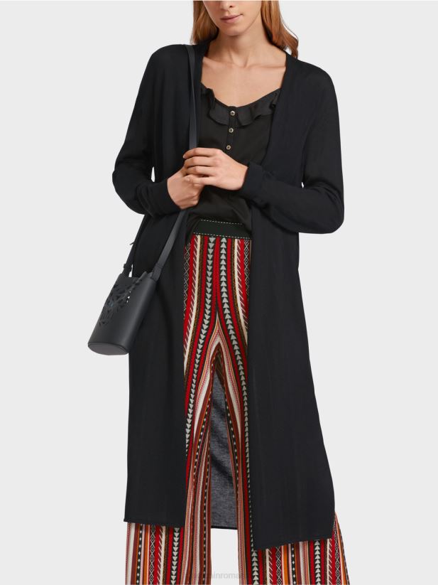 cardigan lung, din tricot fin Marc Cain negru îmbrăcăminte 4826HH360