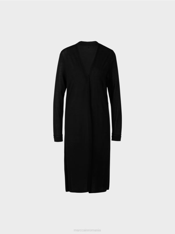 cardigan lung, din tricot fin Marc Cain negru îmbrăcăminte 4826HH360