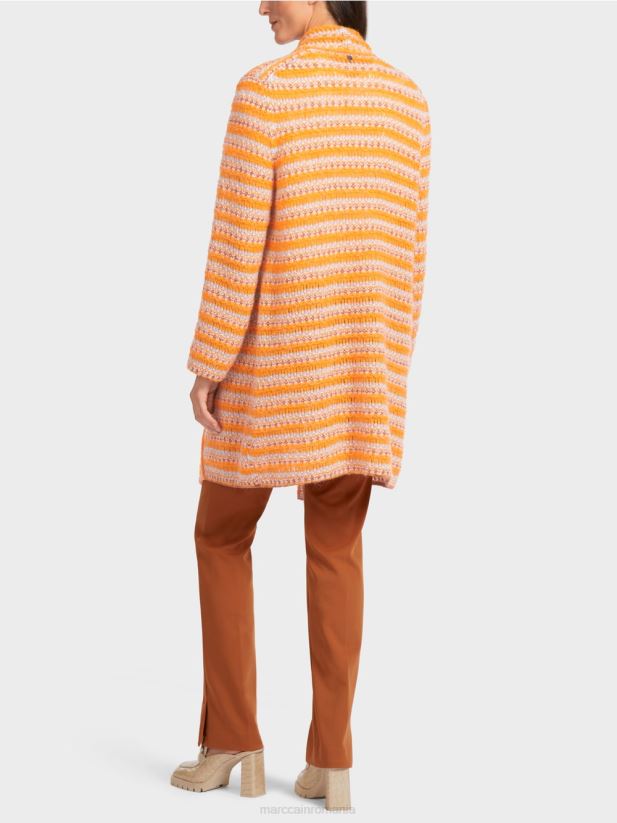 cardigan lung \"tricotat in germania\" Marc Cain portocaliu limpede îmbrăcăminte 4826HH446