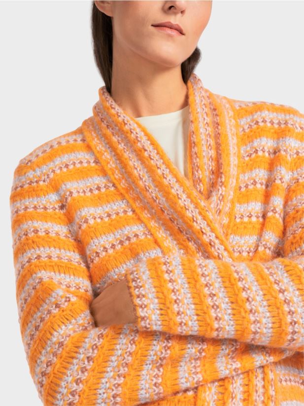 cardigan lung \"tricotat in germania\" Marc Cain portocaliu limpede îmbrăcăminte 4826HH446