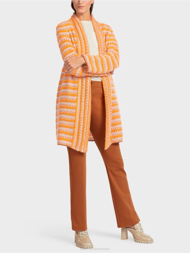 cardigan lung \"tricotat in germania\" Marc Cain portocaliu limpede îmbrăcăminte 4826HH446