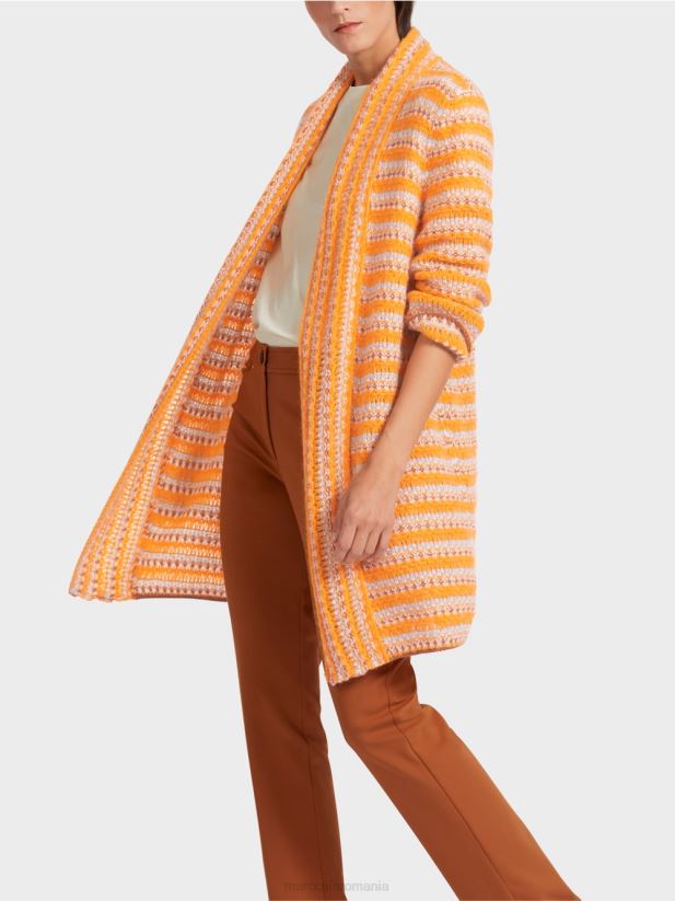 cardigan lung \"tricotat in germania\" Marc Cain portocaliu limpede îmbrăcăminte 4826HH446