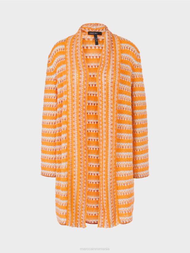 cardigan lung \"tricotat in germania\" Marc Cain portocaliu limpede îmbrăcăminte 4826HH446