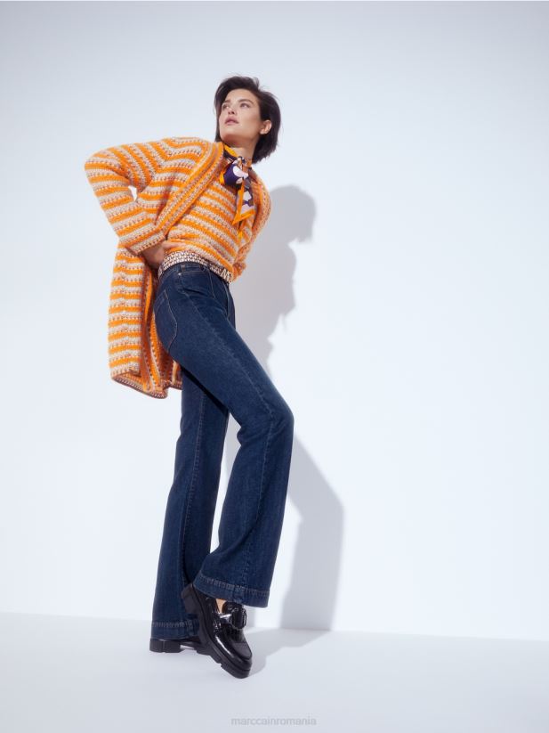 cardigan lung \"tricotat in germania\" Marc Cain portocaliu limpede îmbrăcăminte 4826HH446