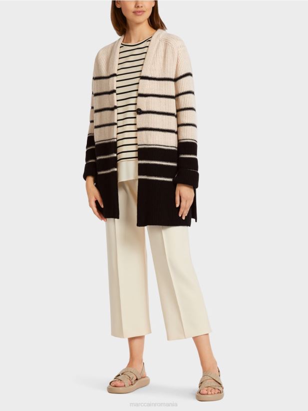 cardigan nautic "tricotat in germania" Marc Cain cremă îmbrăcăminte 4826HH433