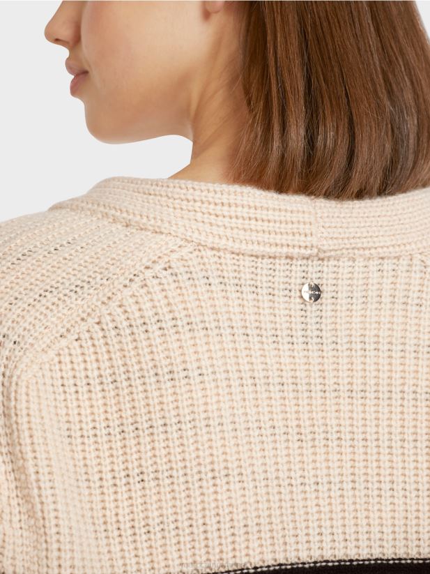 cardigan nautic \"tricotat in germania\" Marc Cain cremă îmbrăcăminte 4826HH433