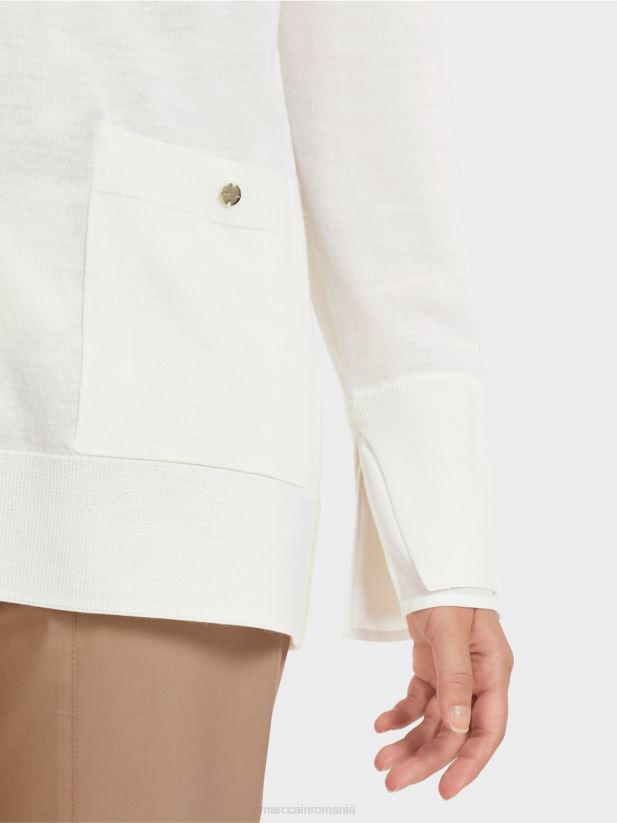 cardigan într-un tricot super fin Marc Cain aproape alb îmbrăcăminte 4826HH404