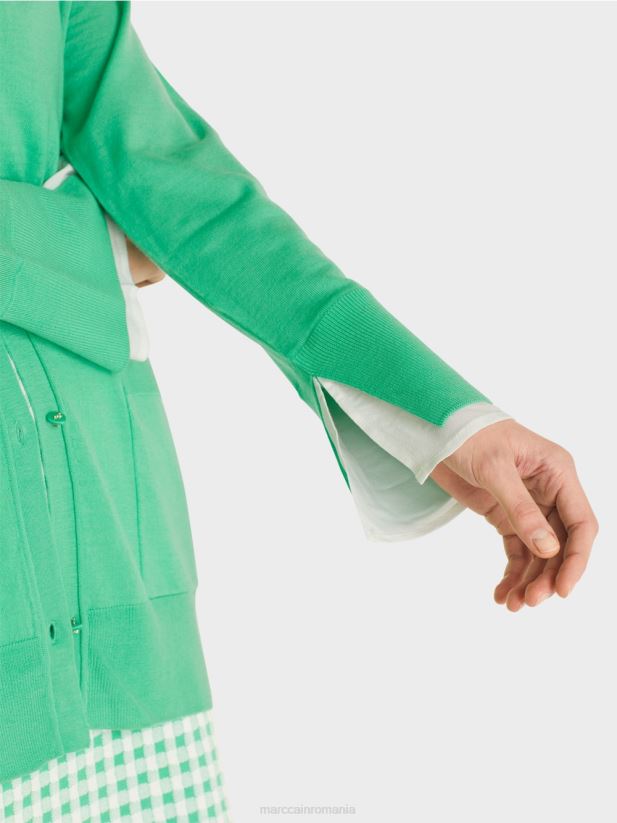 cardigan într-un tricot super fin Marc Cain jad strălucitor îmbrăcăminte 4826HH409