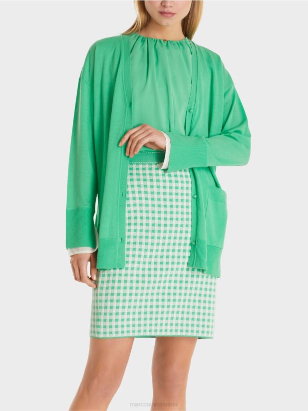 cardigan într-un tricot super fin Marc Cain jad strălucitor îmbrăcăminte 4826HH409