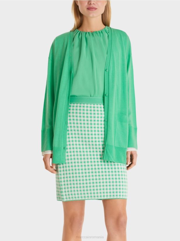 cardigan într-un tricot super fin Marc Cain jad strălucitor îmbrăcăminte 4826HH409