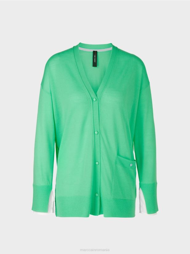 cardigan într-un tricot super fin Marc Cain jad strălucitor îmbrăcăminte 4826HH409
