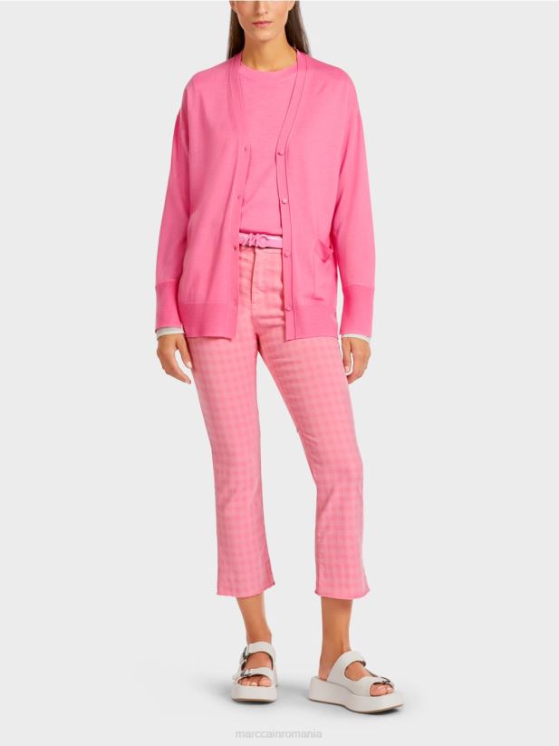 cardigan într-un tricot super fin Marc Cain roz aprins îmbrăcăminte 4826HH406