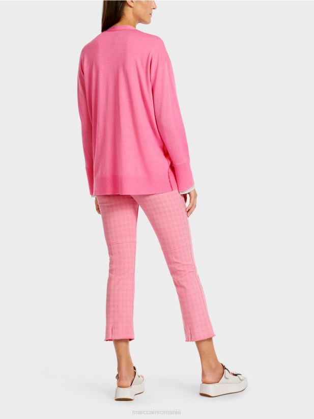 cardigan într-un tricot super fin Marc Cain roz aprins îmbrăcăminte 4826HH406