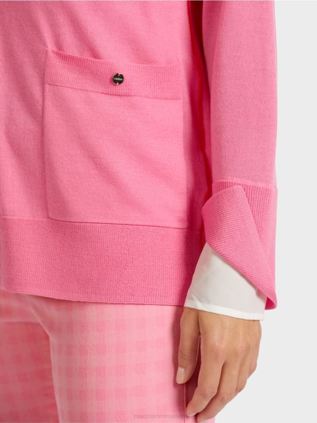cardigan într-un tricot super fin Marc Cain roz aprins îmbrăcăminte 4826HH406