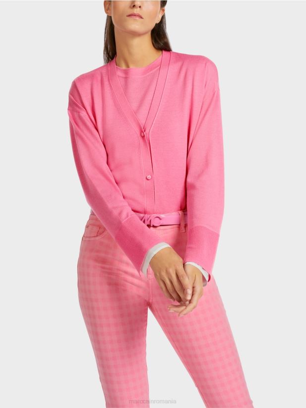 cardigan într-un tricot super fin Marc Cain roz aprins îmbrăcăminte 4826HH406