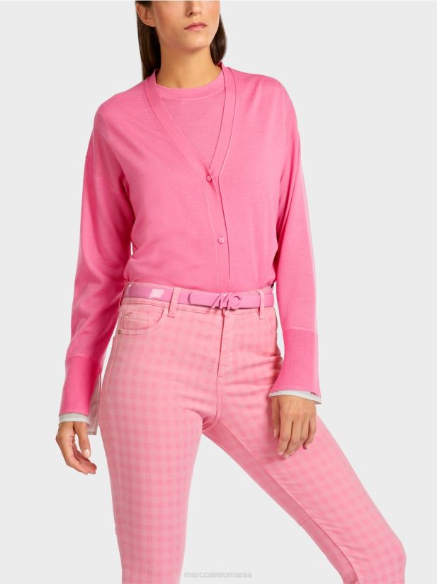 cardigan într-un tricot super fin Marc Cain roz aprins îmbrăcăminte 4826HH406