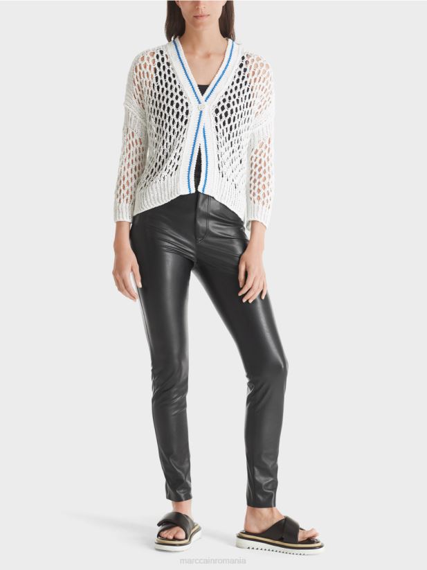 cardigan perforat tricotat in germania Marc Cain alb îmbrăcăminte 4826HH362