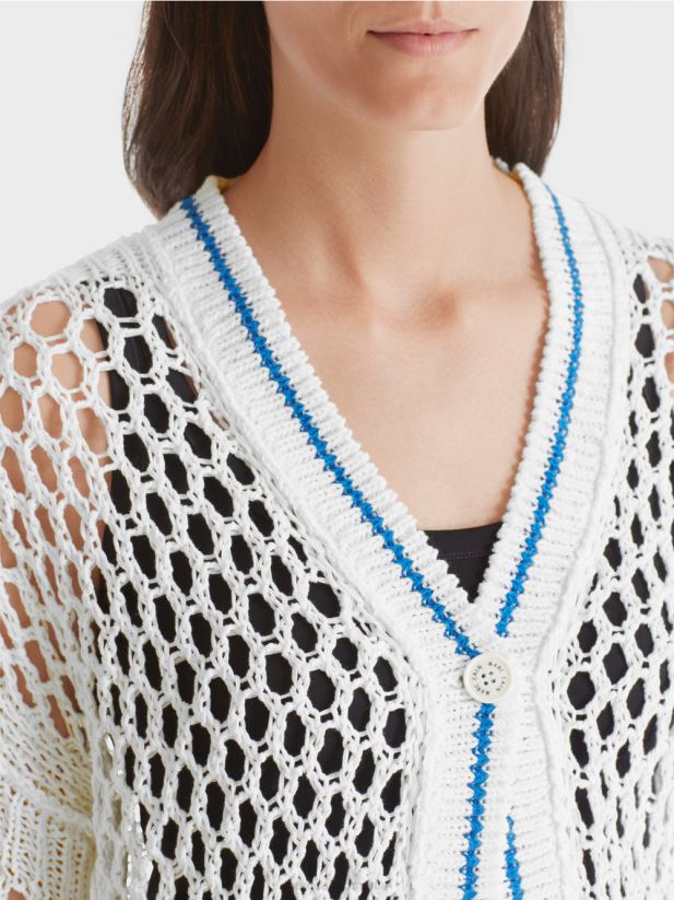 cardigan perforat tricotat in germania Marc Cain alb îmbrăcăminte 4826HH362