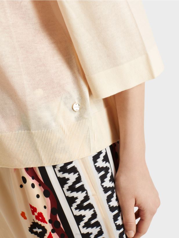 cardigan raglan tricotat largi Marc Cain cremă îmbrăcăminte 4826HH358