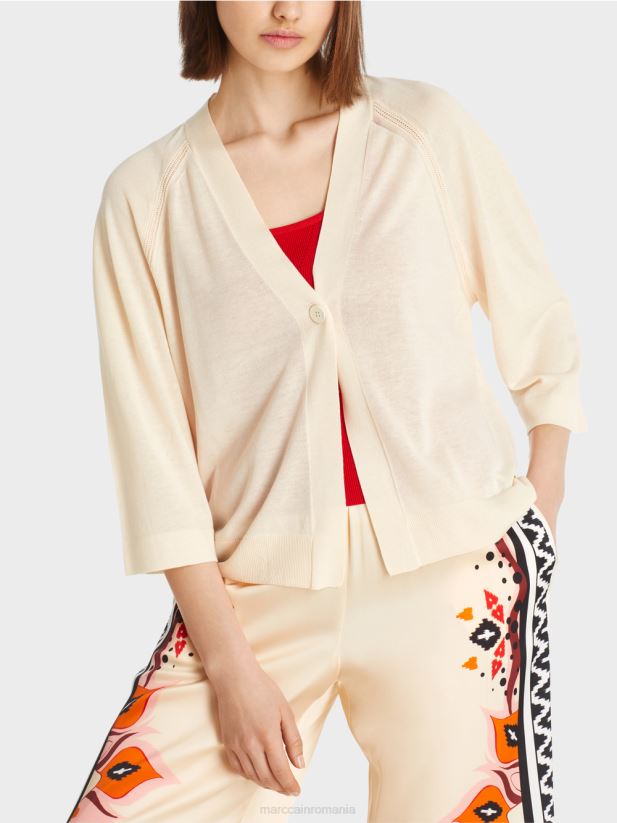 cardigan raglan tricotat largi Marc Cain cremă îmbrăcăminte 4826HH358