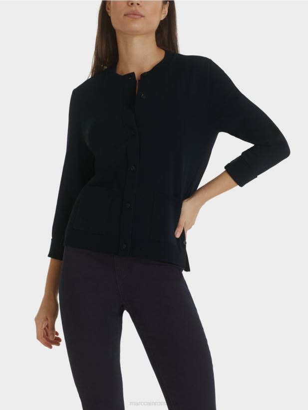 cardigan „regândește împreună” Marc Cain albastru miezul nopții îmbrăcăminte 4826HH451