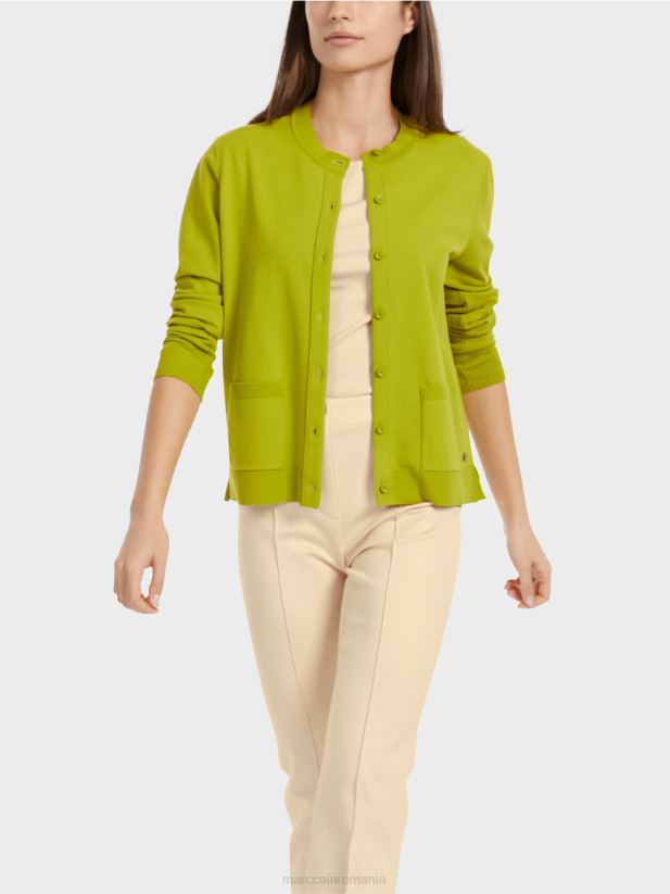 cardigan „regândește împreună” Marc Cain verde măsliniu strălucitor îmbrăcăminte 4826HH351