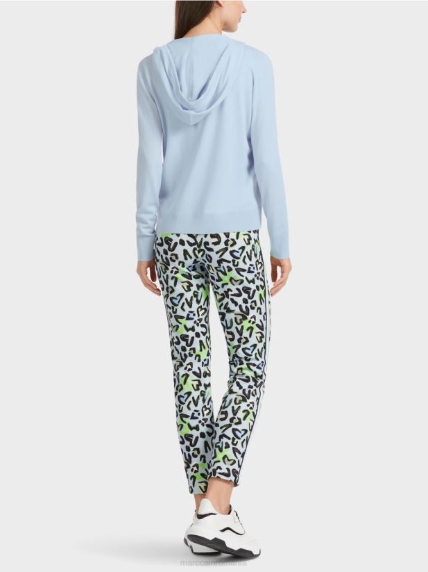 cardigan tricotat fin „regândește împreună”. Marc Cain albastru pudra moale îmbrăcăminte 4826HH328