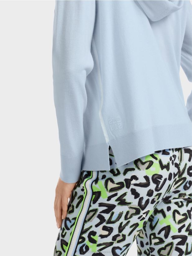 cardigan tricotat fin „regândește împreună”. Marc Cain albastru pudra moale îmbrăcăminte 4826HH328