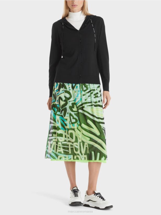 cardigan tricotat fin „regândește împreună”. Marc Cain negru îmbrăcăminte 4826HH339