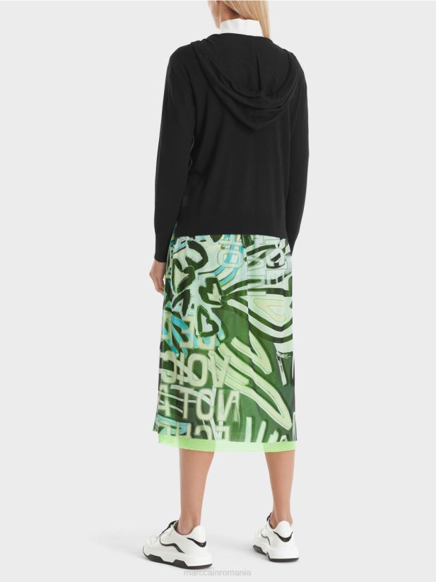 cardigan tricotat fin „regândește împreună”. Marc Cain negru îmbrăcăminte 4826HH339