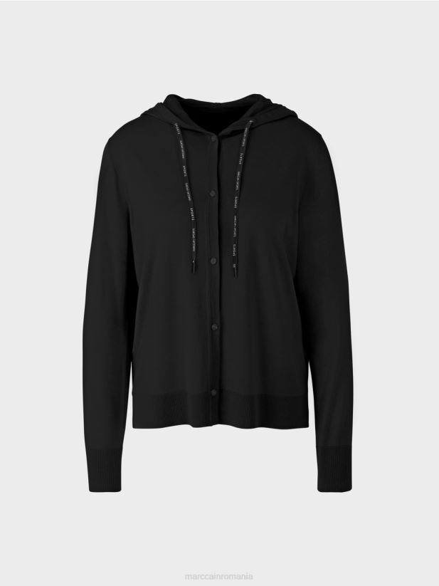 cardigan tricotat fin „regândește împreună”. Marc Cain negru îmbrăcăminte 4826HH339