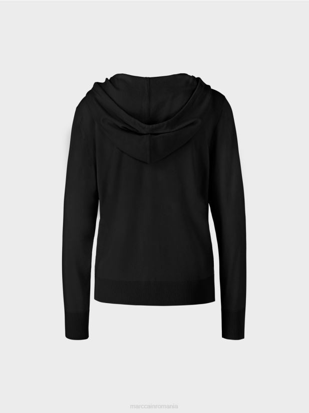 cardigan tricotat fin „regândește împreună”. Marc Cain negru îmbrăcăminte 4826HH339