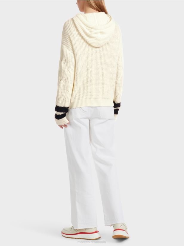 cardigan \"tricotat in germania\" Marc Cain aproape alb îmbrăcăminte 4826HH312