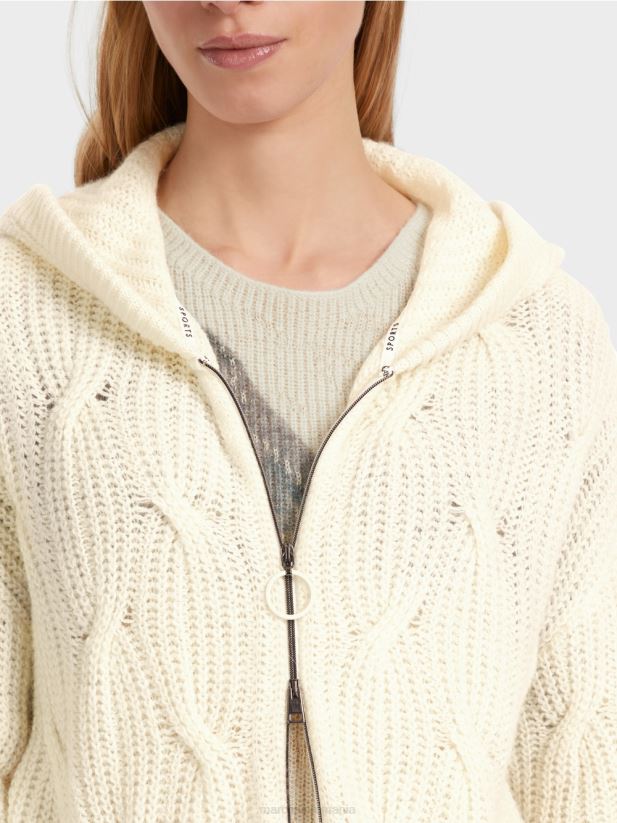 cardigan \"tricotat in germania\" Marc Cain aproape alb îmbrăcăminte 4826HH312