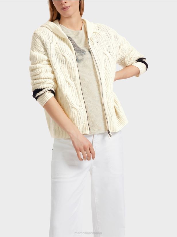 cardigan \"tricotat in germania\" Marc Cain aproape alb îmbrăcăminte 4826HH312