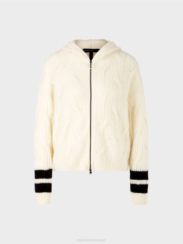 cardigan \"tricotat in germania\" Marc Cain aproape alb îmbrăcăminte 4826HH312