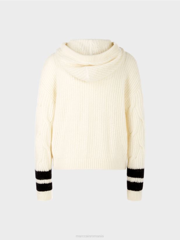 cardigan \"tricotat in germania\" Marc Cain aproape alb îmbrăcăminte 4826HH312