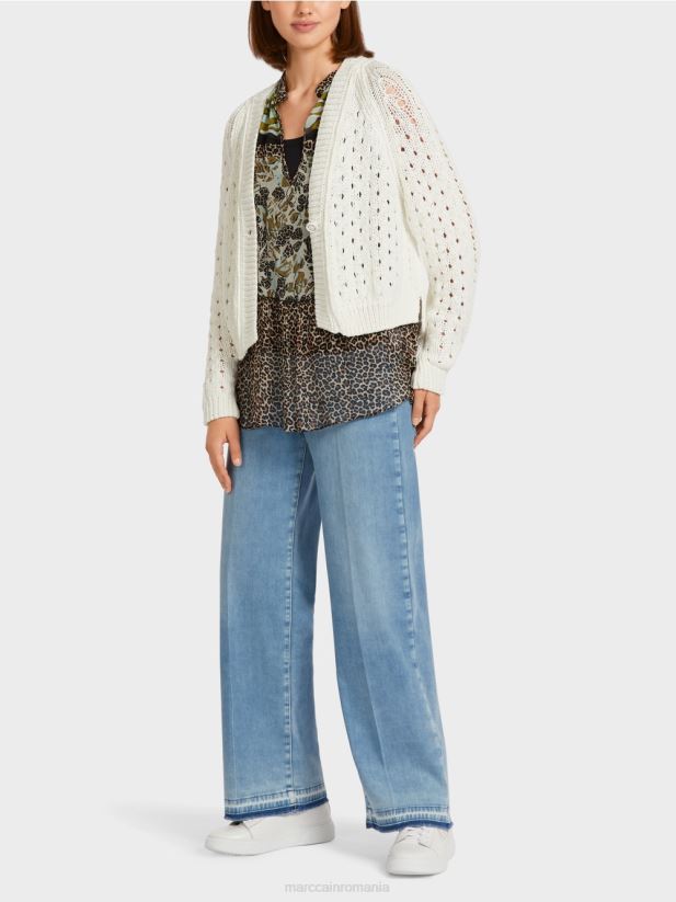 cardigan "tricotat in germania" Marc Cain aproape alb îmbrăcăminte 4826HH415