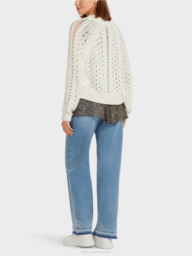 cardigan \"tricotat in germania\" Marc Cain aproape alb îmbrăcăminte 4826HH415