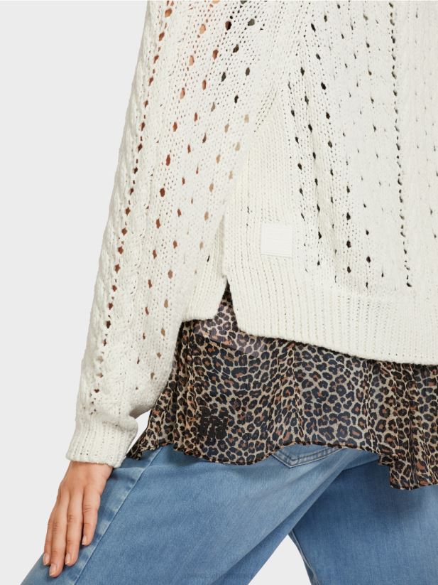 cardigan \"tricotat in germania\" Marc Cain aproape alb îmbrăcăminte 4826HH415