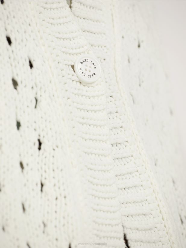 cardigan \"tricotat in germania\" Marc Cain aproape alb îmbrăcăminte 4826HH415
