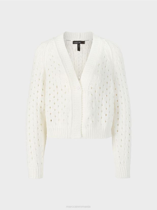 cardigan \"tricotat in germania\" Marc Cain aproape alb îmbrăcăminte 4826HH415