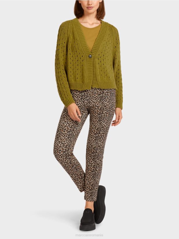 cardigan "tricotat in germania" Marc Cain măsline galbene îmbrăcăminte 4826HH412