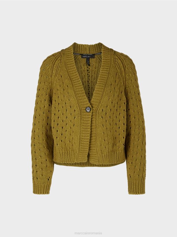 cardigan \"tricotat in germania\" Marc Cain măsline galbene îmbrăcăminte 4826HH412